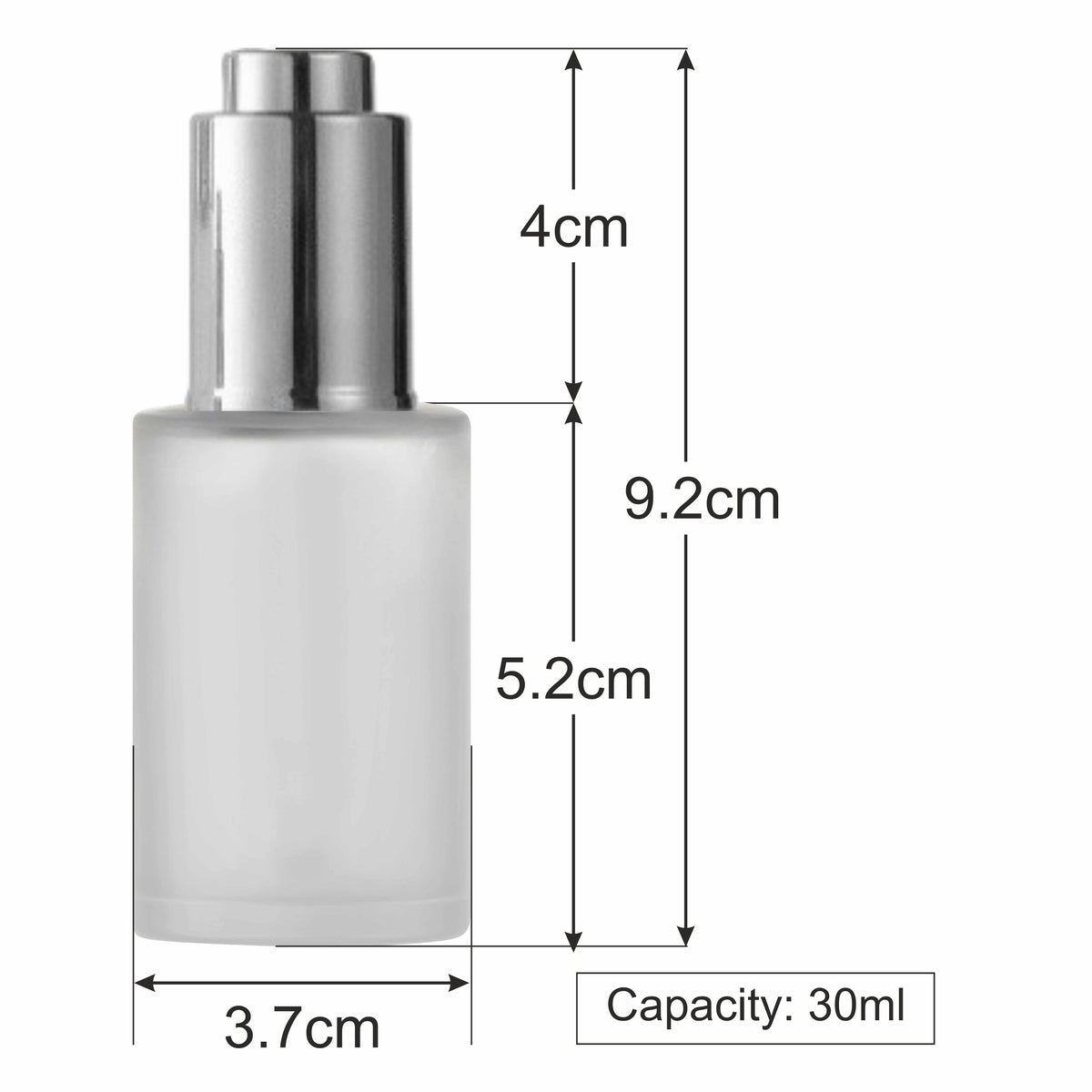 [ZMG53] Frosted Glass Bottle With Silver Push Button Dropper 25ml,