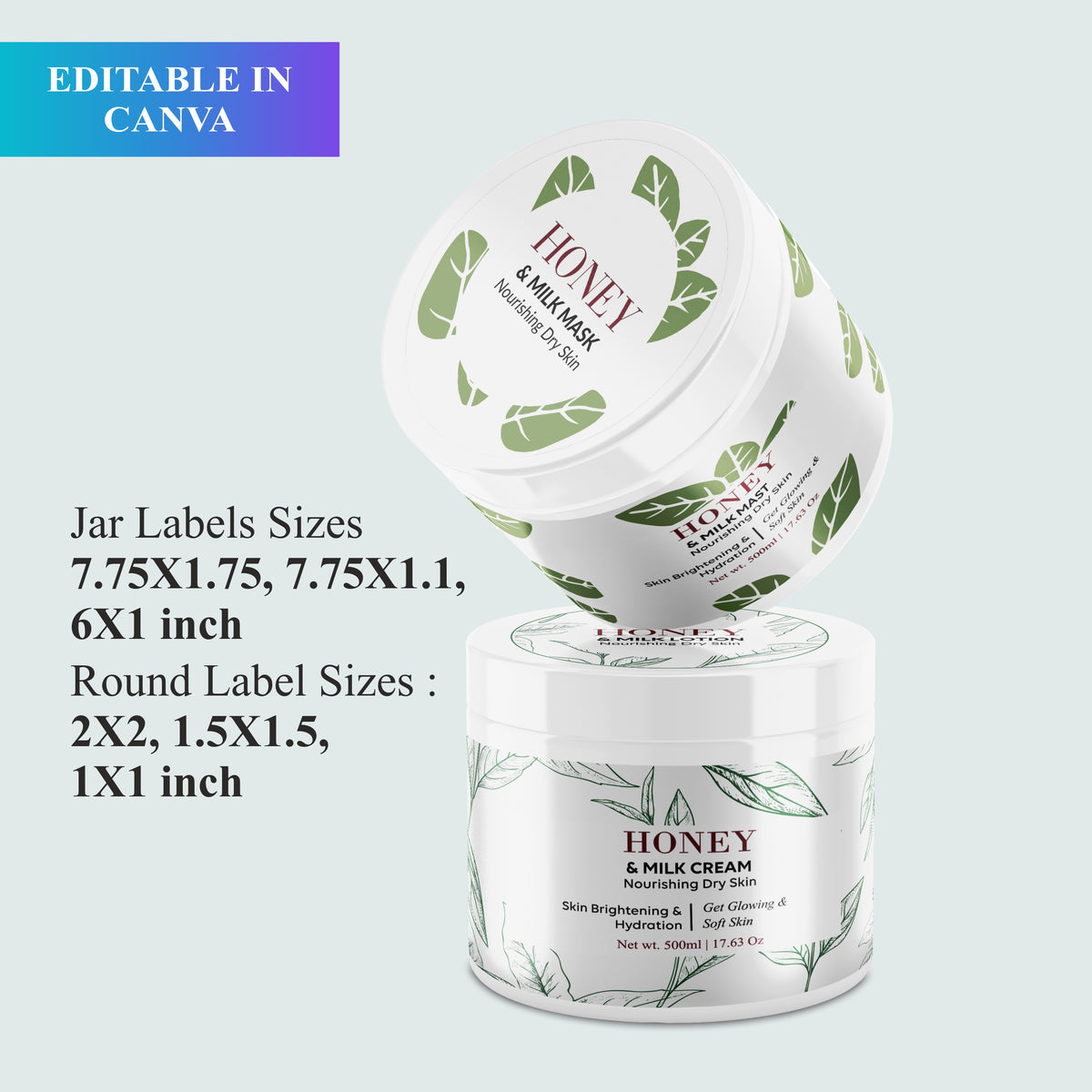 Editable Cosmetic Label Templates, CANVA, Editable Body Product Labels