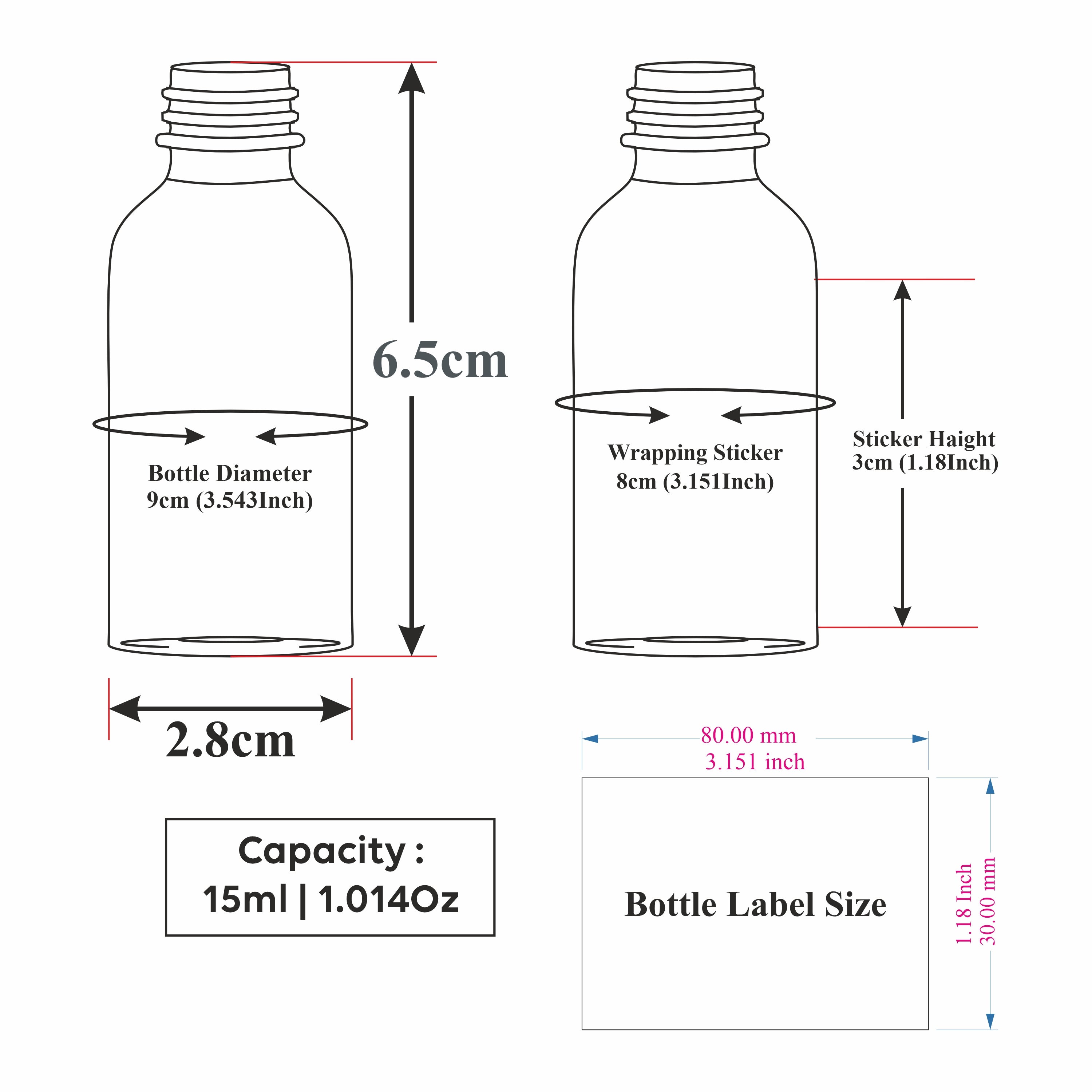 Transparent Glass Bottle With Golden Screw Cap| 15ml, 25ml,30ml [ZMG09]