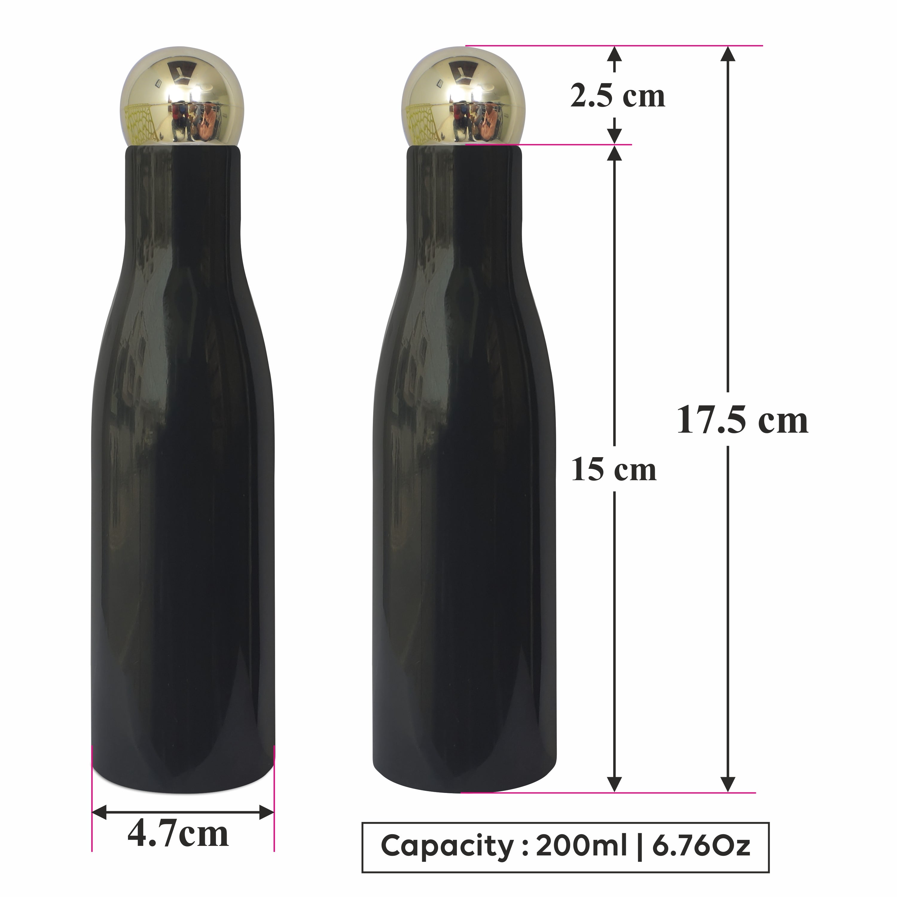 Black Color Bottle With Golden Dome Cap For Toner, Serum, Shampoo, Conditioner-200ml [ZMK02]