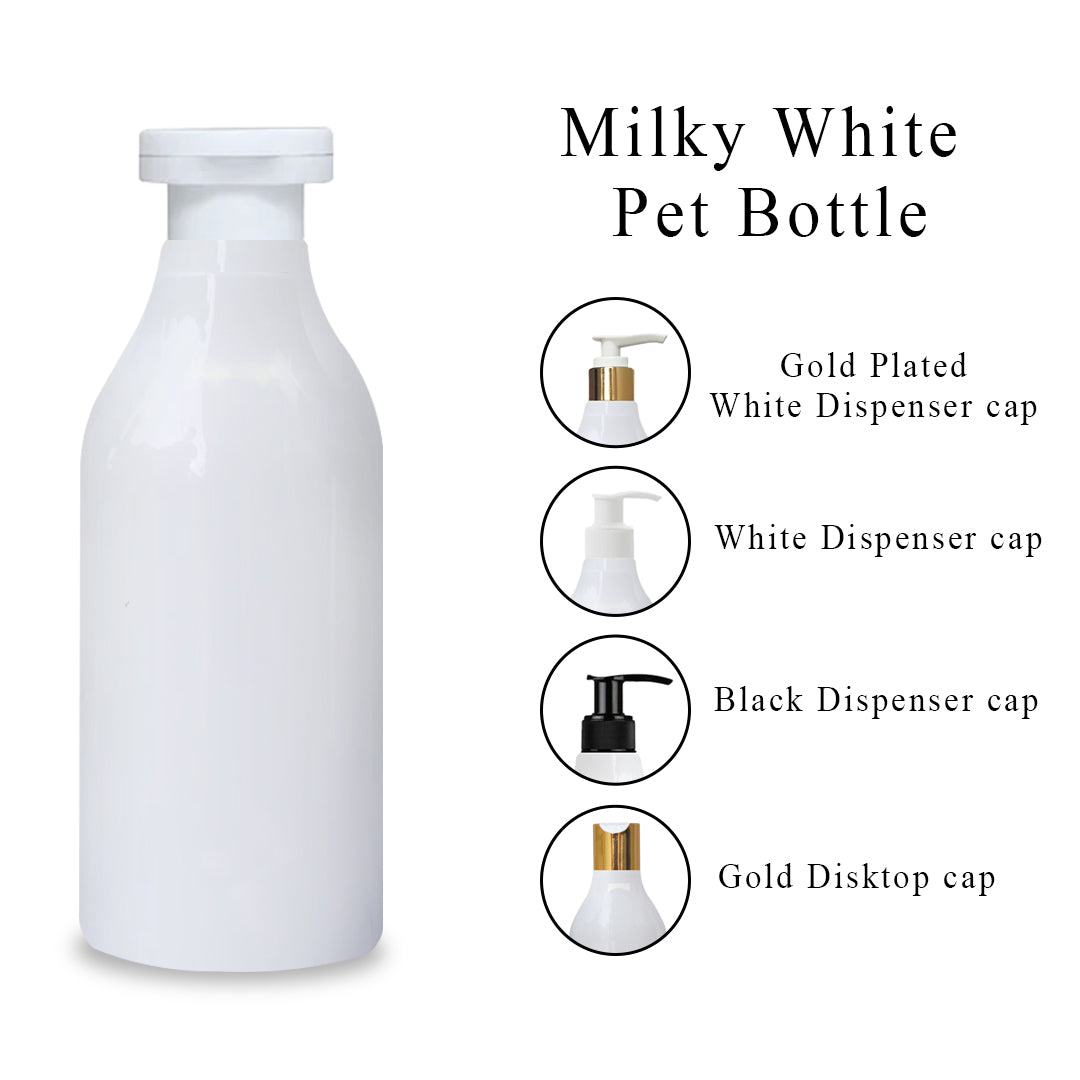 ( ZMW91 ) MILKY WHITE BOTTLE WITH ELITE FLIPTOP CAP - 300ML