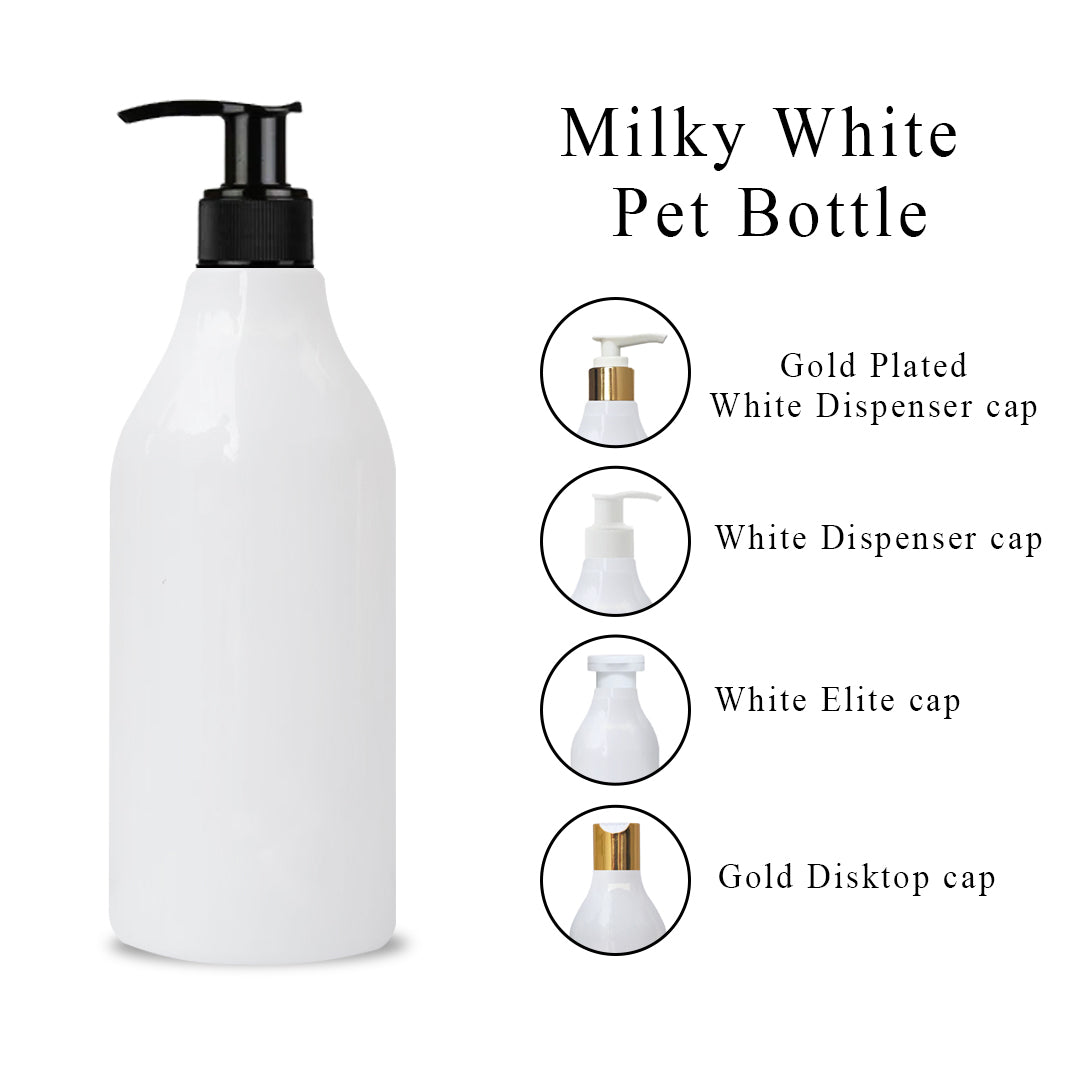 ( ZMW90 ) MILKY WHITE BOTTLE WITH BLACK DISPENSER PUMP - 300ML