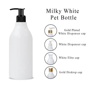 ( ZMW90 ) MILKY WHITE BOTTLE WITH BLACK DISPENSER PUMP - 300ML