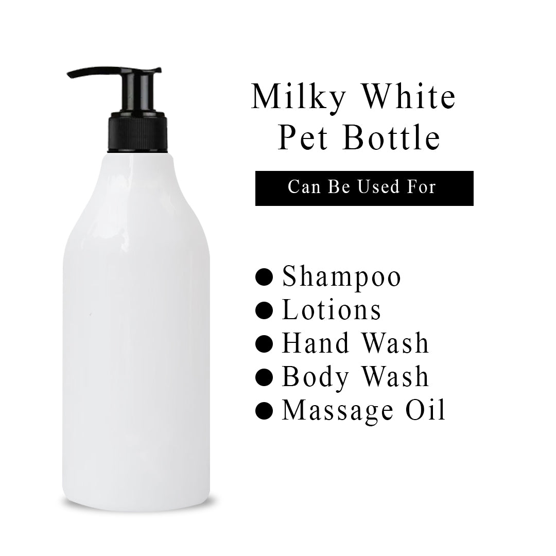 ( ZMW90 ) MILKY WHITE BOTTLE WITH BLACK DISPENSER PUMP - 300ML