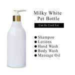 Load image into Gallery viewer, (ZMW93) MILKY WHITE BOTTLE WITH GOLD PLATED DISPENSER PUMP 300ml
