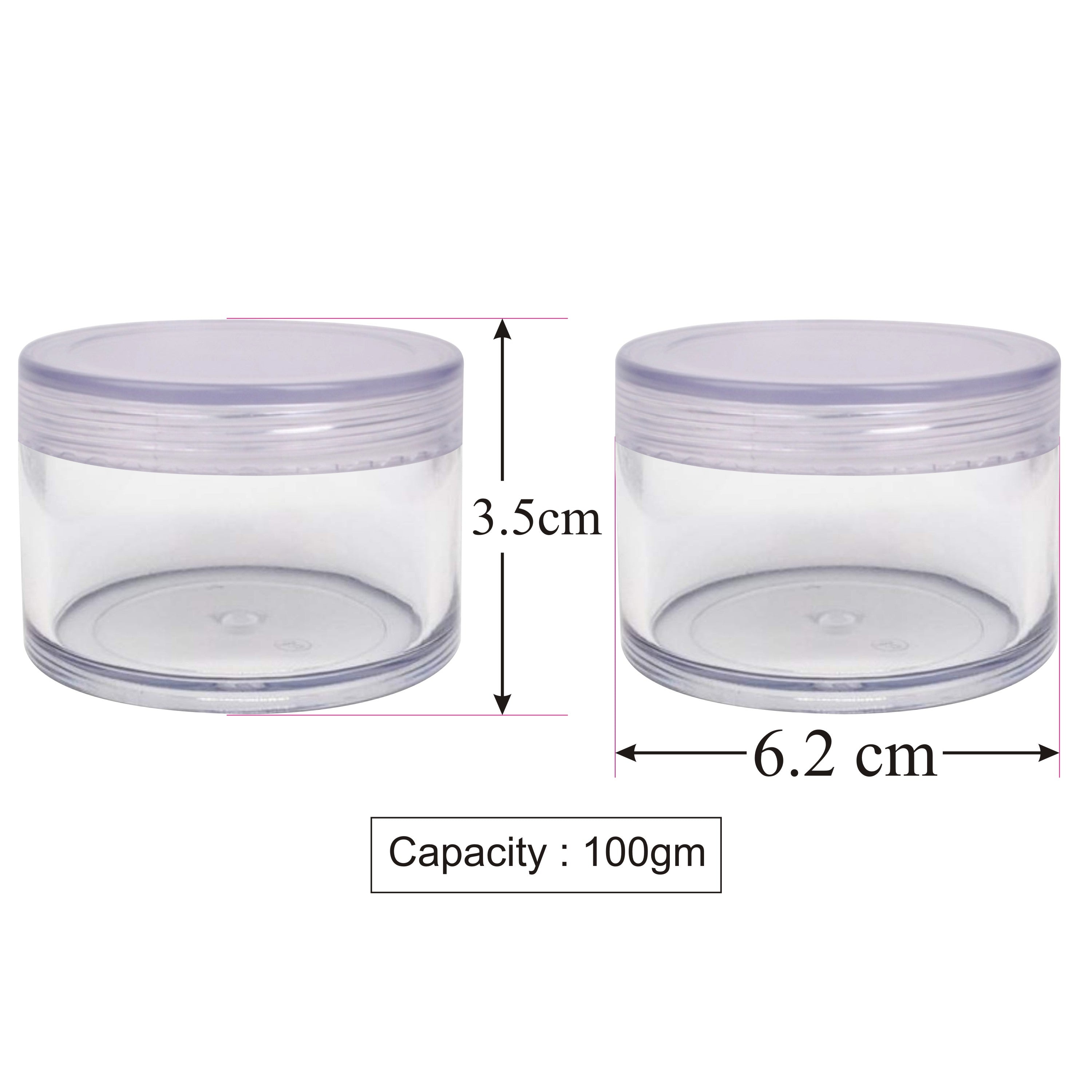 Acrylic Jar With Transparent  Lid  For Lip Balm, Cream, Scrub-8gm, 15gm, 50gm & 100 gm [ZMJ05]