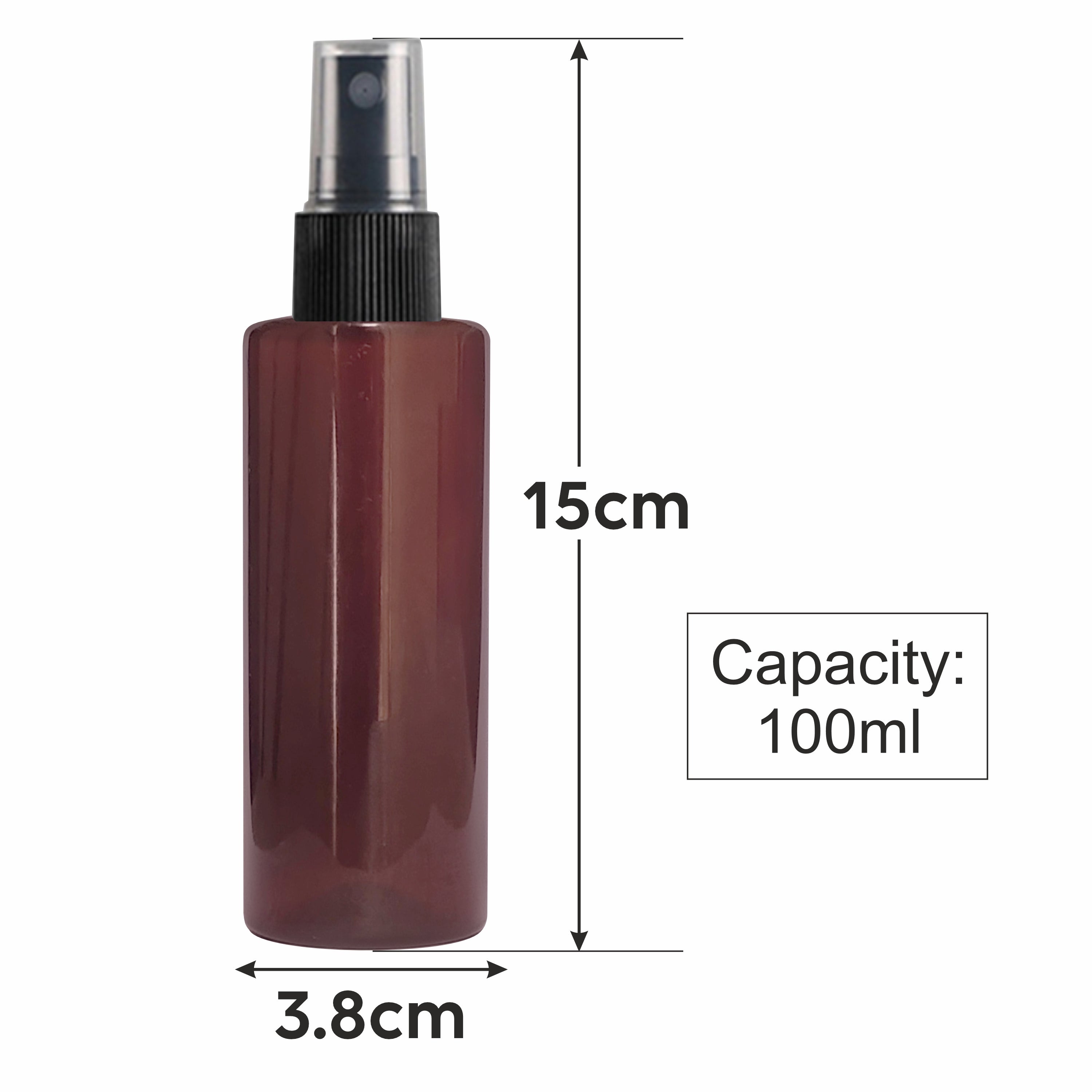 ZMA32 | PREMIUM AMBER COLOR PET BOTTLE WITH BLACK SPRAY PUMP | 50ML, 100ML & 200ML