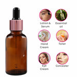 Load image into Gallery viewer, Amber Color Glass Bottle With Rose Golden Plated Dropper [ZMG50] | 10ml, 20ml, 15ml, 30ml, 25ml
