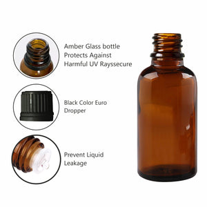 Amber Color Glass Bottle With Black euro dropper 10ml ,15ml, 20ml, 25ml, 30ml. 50ml [ZMG74]