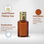 Load image into Gallery viewer, Amber Color Glass Bottle With Golden Flip Top Cap- 25ml,30ml [ZMG13]
