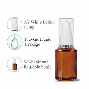Amber Color Glass Bottle With White Lotion Pump- 25ml,30ml  [ZMG45]