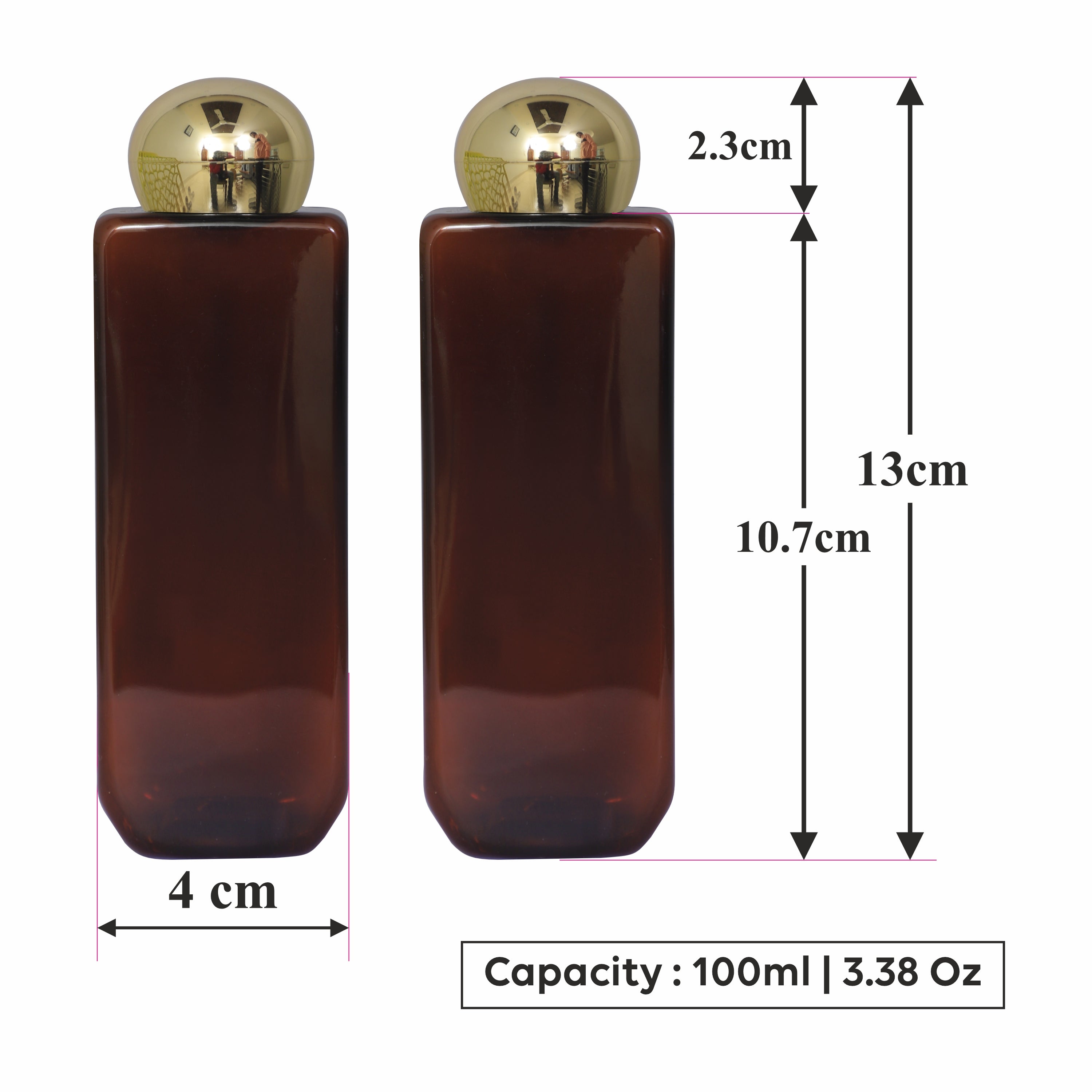 Amber Color  Bottle With Golden Dome Cap-100ml, 200ml [ZMA01]