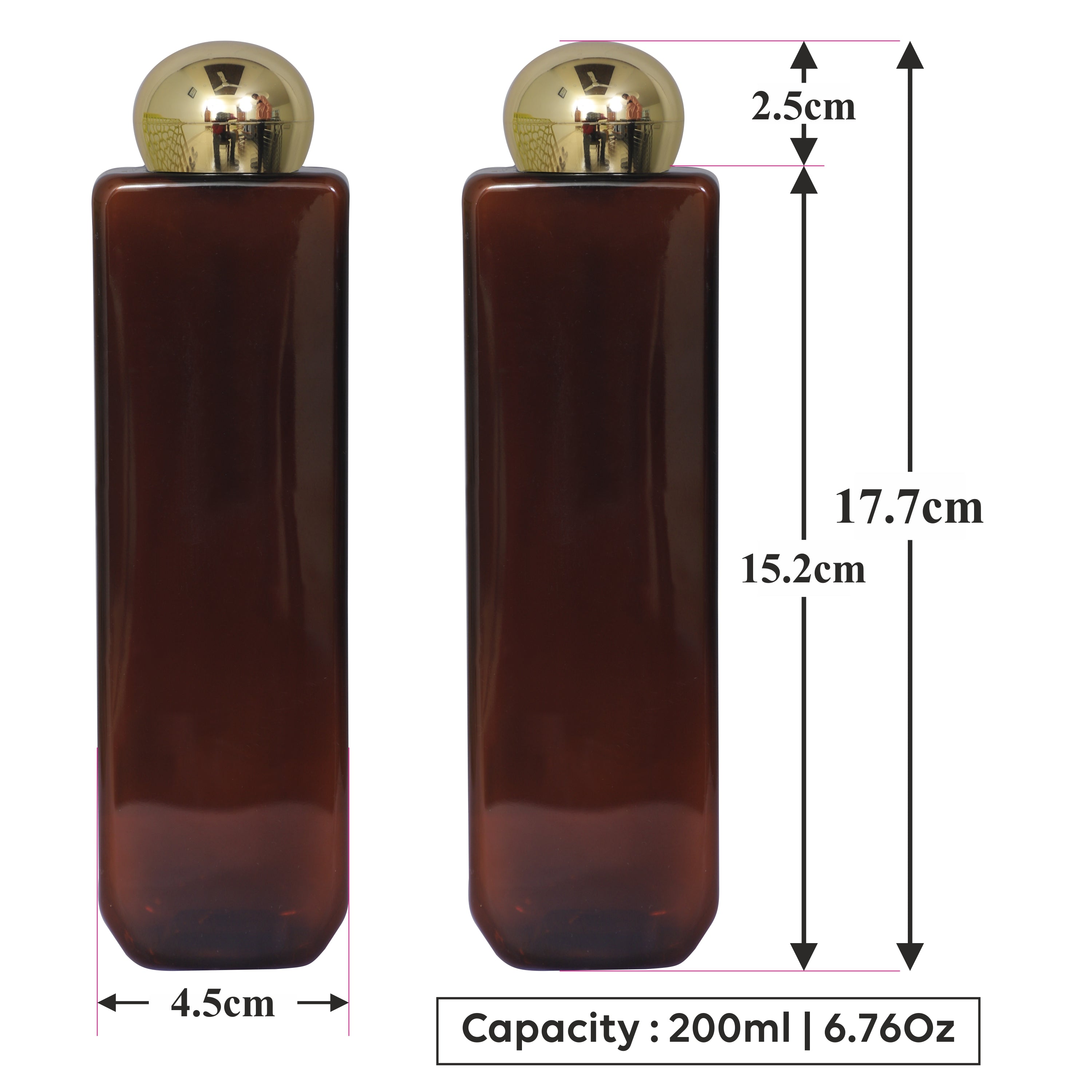 Amber Color  Bottle With Golden Dome Cap-100ml, 200ml [ZMA01]