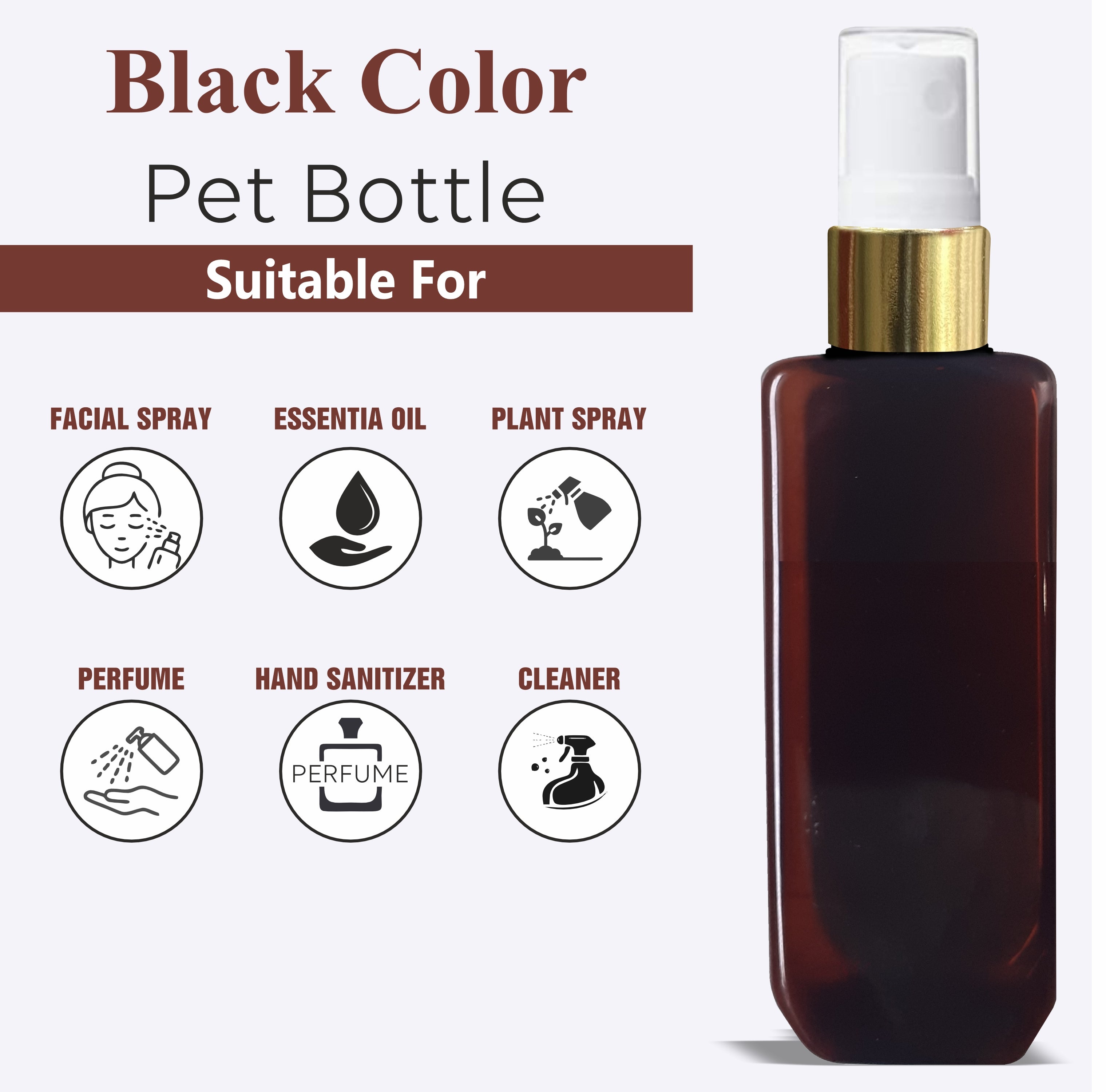 Amber Color Bottle With Gold Plated White Mist Pump-100 ML & 200ML [ZMA08]