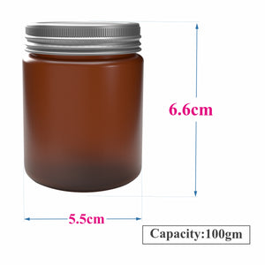 Amber Color Frosted glass Jar with Silver Color Tin airtight lid || 100gm ||ZMJ45||