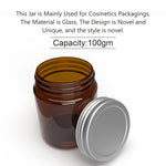 Load image into Gallery viewer, Amber Color Transparent glass Jar with silver Color Tin airtight lid || 100gm ||ZMJ43||
