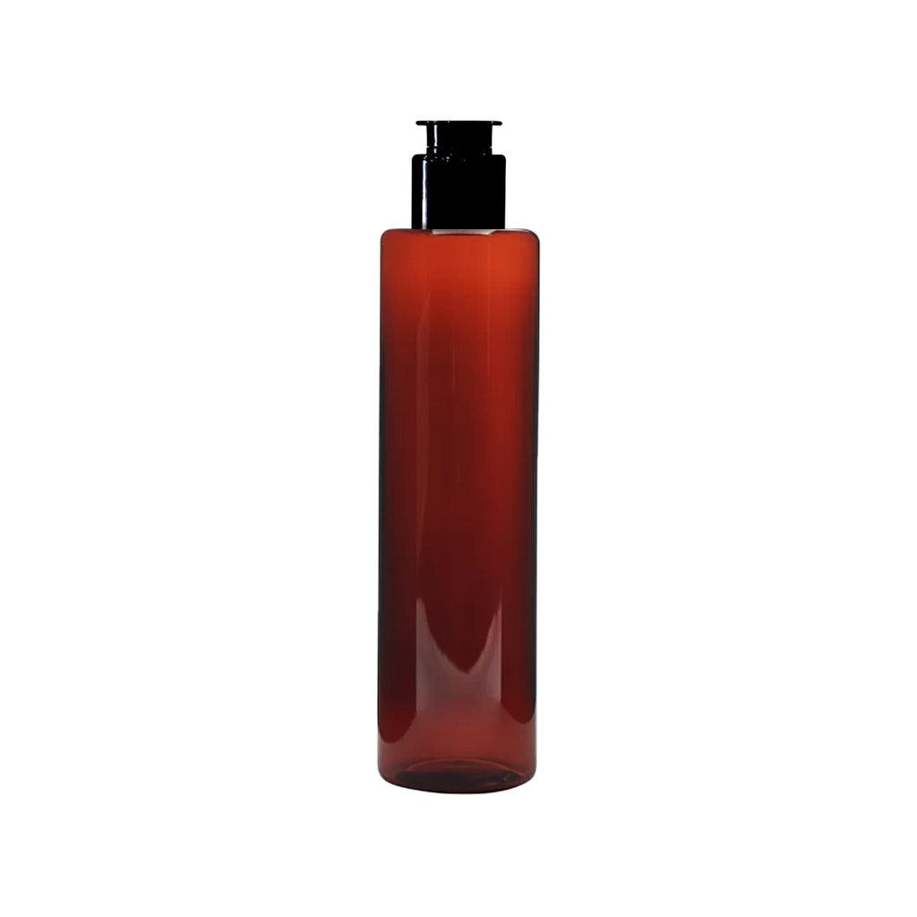 Amber Round  Bottle , Amber PET  Bottle , Zenvista Packagings, Packagings Solution, Kettle cap,  Amber  Bottle with  Black Kettle cap, Cosmetic Bottle, Cosmetic Products, Packaging Bottle For  Shampoo, Lotions, Hand Wash, Body Wash, Mssage Oil