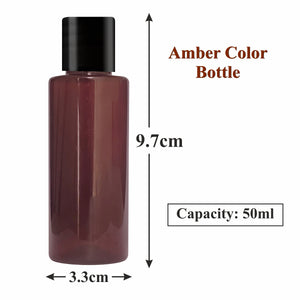 ZMA24| AMBER COLOR ROUND BOTTLE WITH BLACK SCREW CAP Available Size:  50ml,100ml
