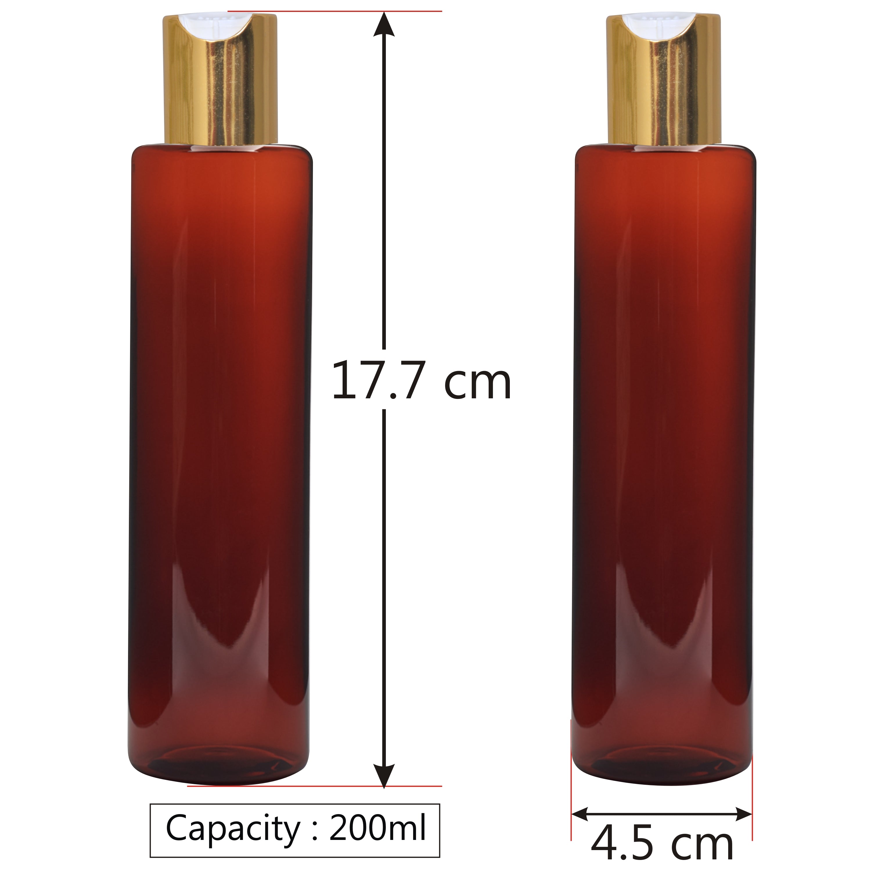Amber Color Premium Empty Bottles With Disk-top Cap 200ML [ZMA15]
