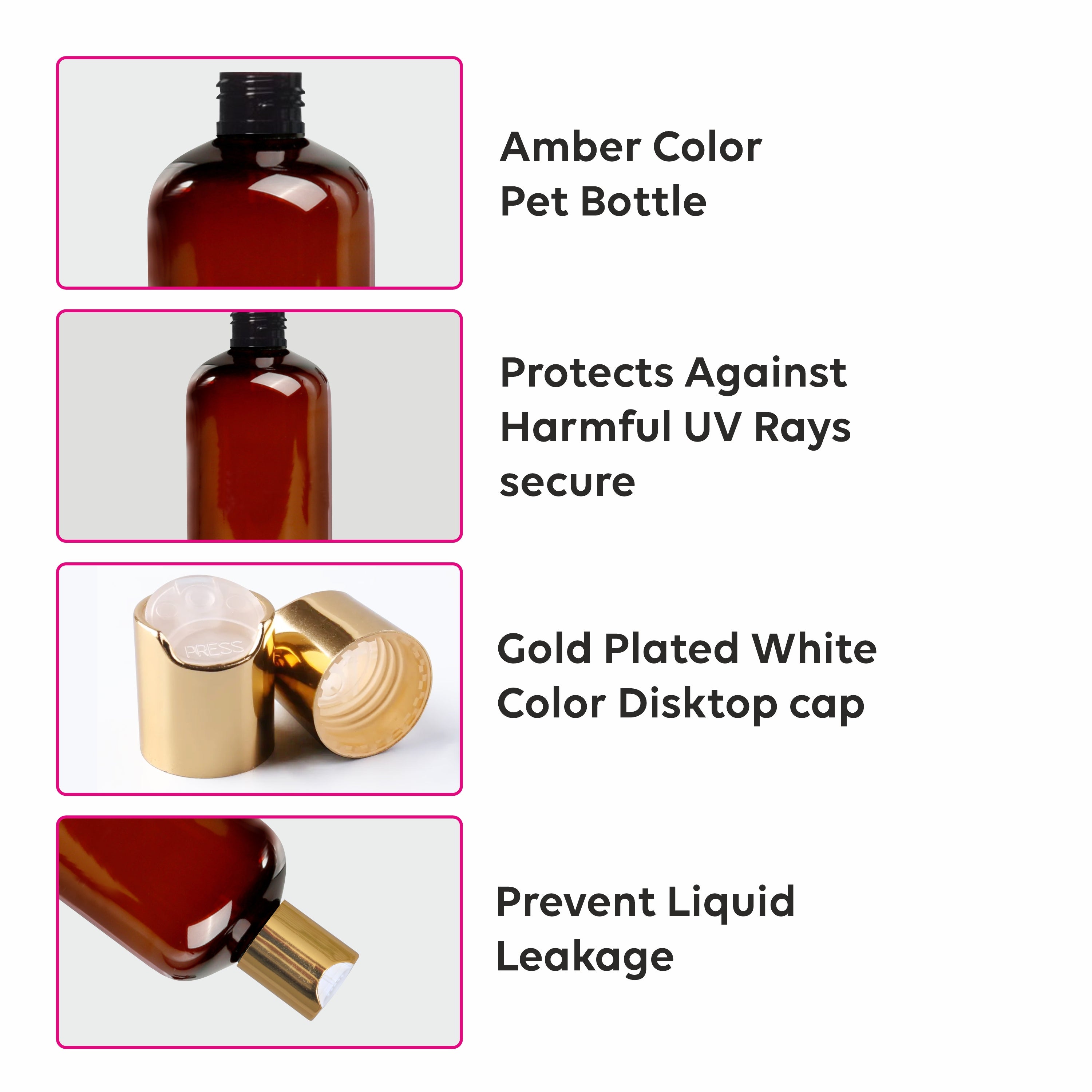 Amber Color Bottle With Disk Top Cap-300ml [ZMA10]
