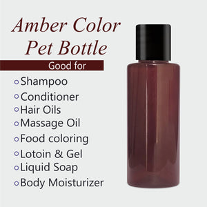 ZMA24| AMBER COLOR ROUND BOTTLE WITH BLACK SCREW CAP Available Size:  50ml,100ml
