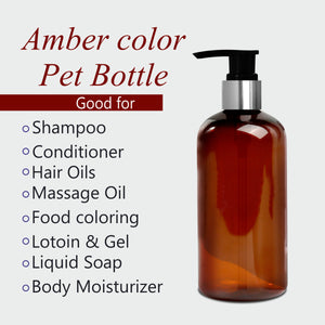 Amber Color Bottle With Silver Plated Black Dispenser Pump- 300ml [ZMA14]