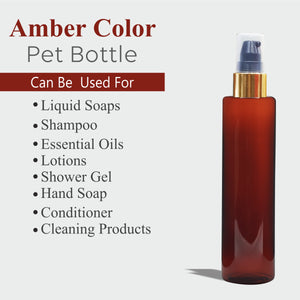 Amber Color Premium Empty Bottle with Golden Black Lotion Pump 100ML & 200ML [ZMA16]