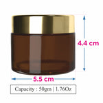 Load image into Gallery viewer, Amber Glass Jar with Gold Lid For Cream, Scrub, Lip Balm, Body Lotion-50 Gm | 30gm [ZMJ56]
