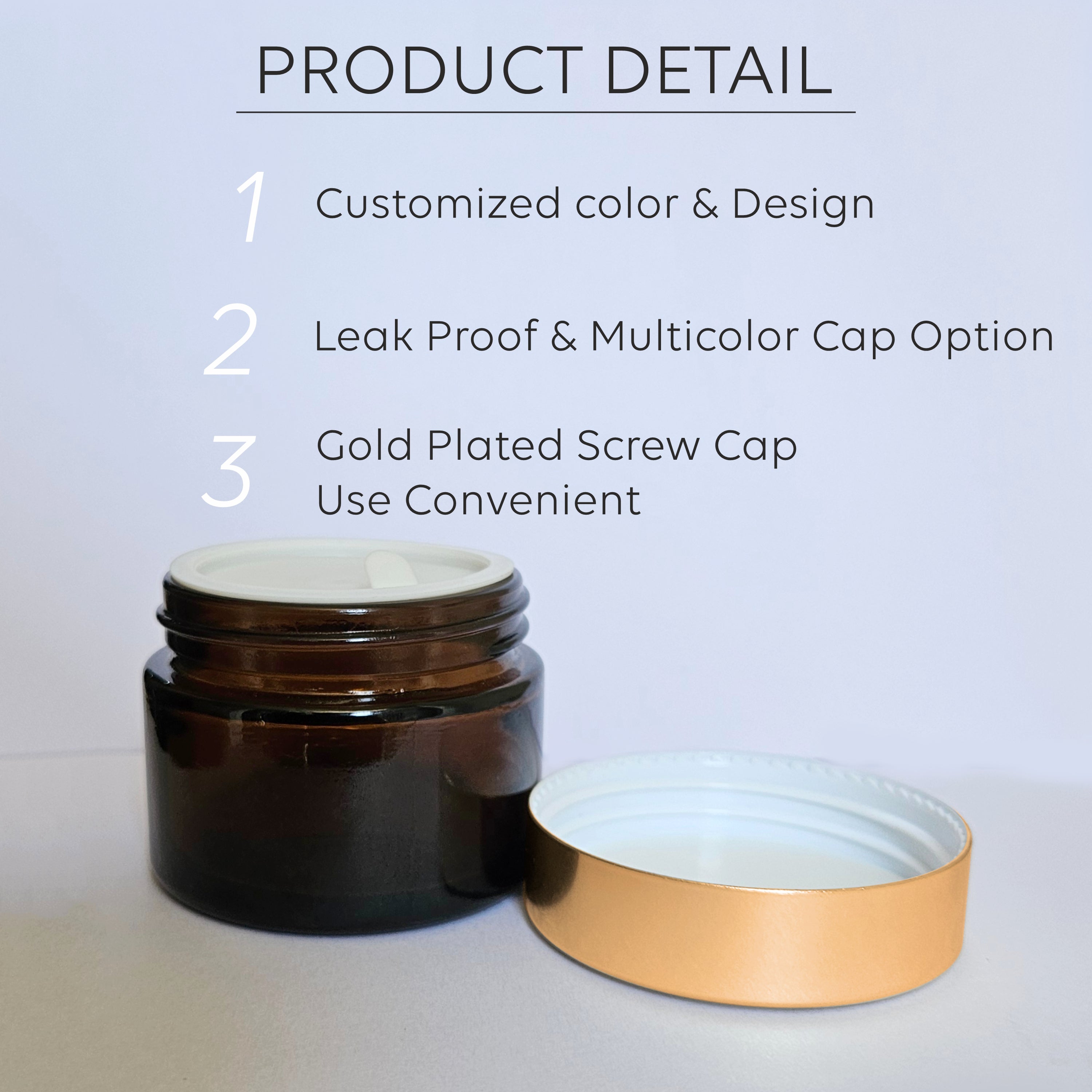 Amber Glass Jar with Gold Lid For Cream, Scrub, Lip Balm, Body Lotion-50 Gm | 30gm [ZMJ56]