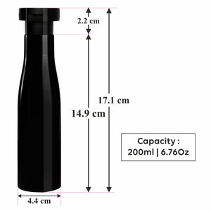 ZMK46 | BLACK COLOR ASTA BOTTLE WITH BLACK ELITE FLIPTOP CAP | 200ML