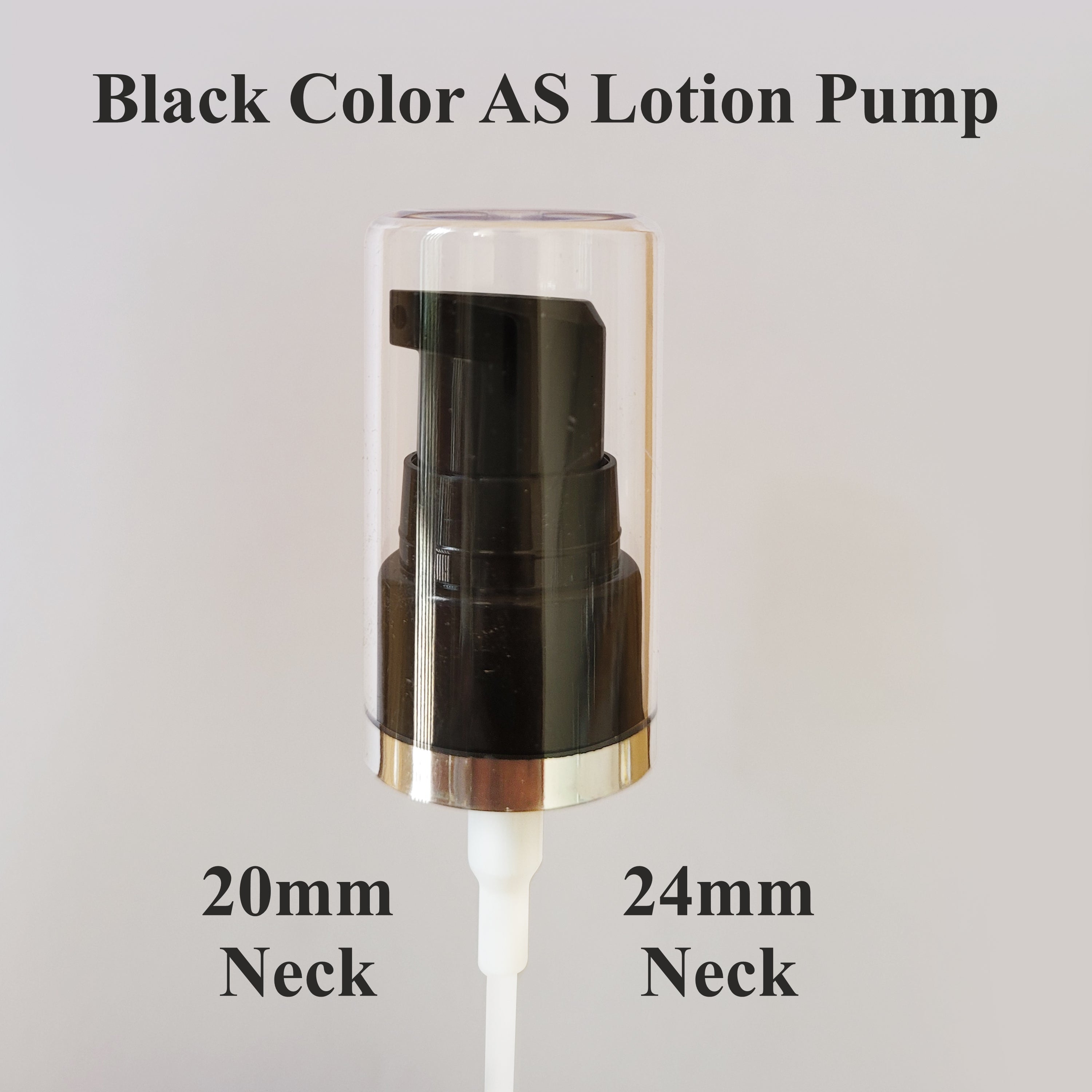 [ZMPC10] Black Color AS Lotion Pump with Beautiful Silver Streak Transparent Cap- 20mm & 24mm Neck