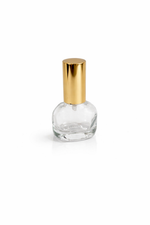 Load image into Gallery viewer, [ZMS81] Transparent Glass Rounded Pebble Bottle With Gold Mist Spray With Golden Cap 6 to 8 ml
