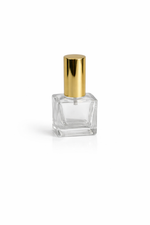 Load image into Gallery viewer, [ZMS79] Transparent Glass Wave Square Bottle With Gold Mist Spray &amp; Golden Cap 6 to 8ml

