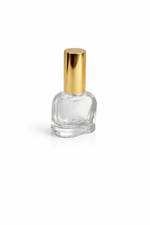 Load image into Gallery viewer, [ZMS77]  Transparent Glass  Leaf Curve Bottle With Gold Spray &amp; Golden Cap 6 to 8ml
