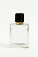 Load image into Gallery viewer, [ZMS58] Transparent Perfume Bottle With Black Cap &amp; Gold Streak - 100ml
