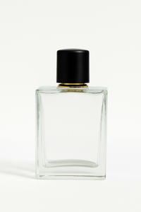 [ZMS58] Transparent Perfume Bottle With Black Cap & Gold Streak - 100ml