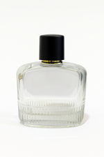 Load image into Gallery viewer, [ZMS57] Transparent Perfume Bottle With Black Cap &amp; Gold Streak - 100ml
