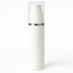 Load image into Gallery viewer, [ZMW119] White Airless Bottle With Lotion Pump &amp; Silver Streak Over Cap
