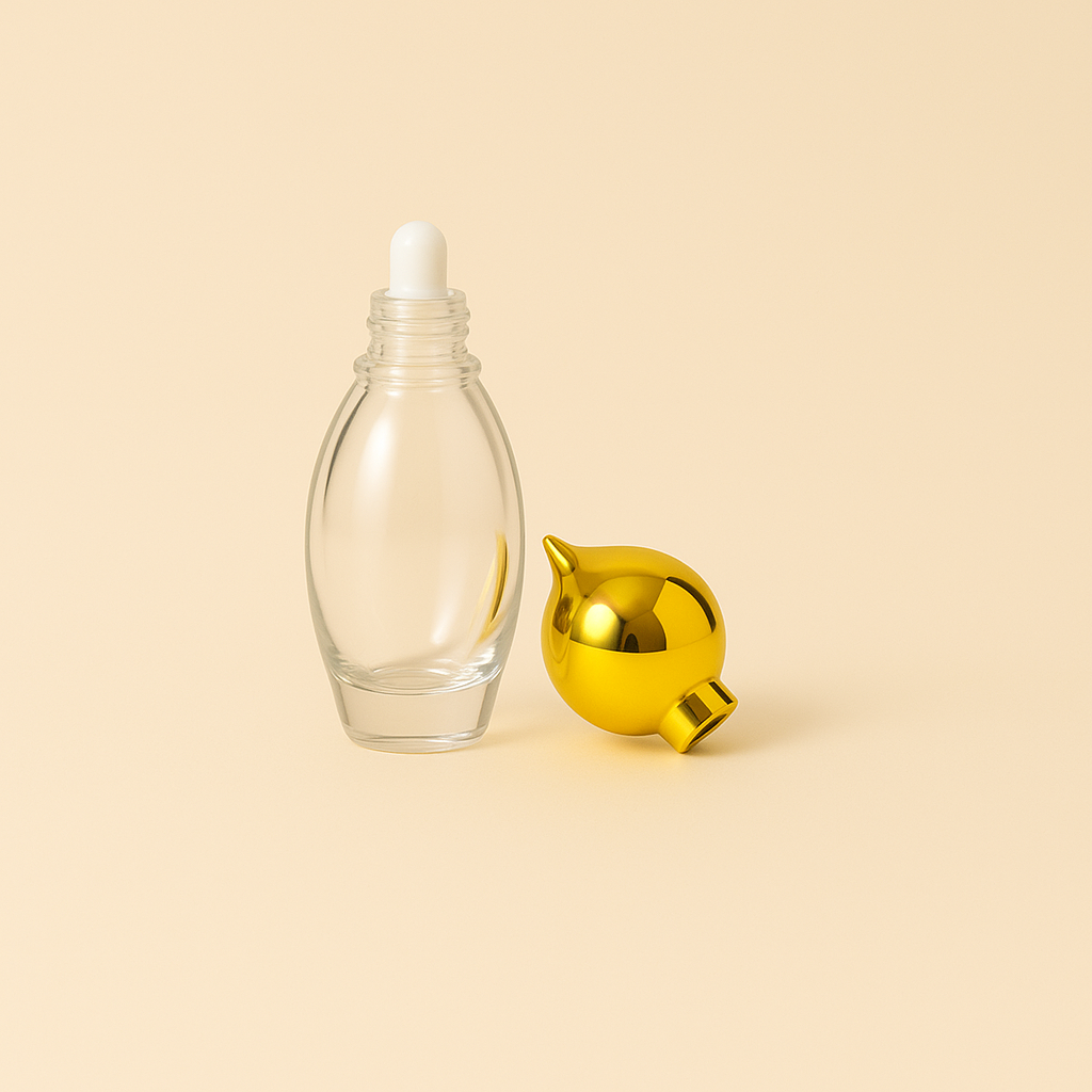 [ZMG142] Thick Glass Attar Bottle With Gold Cap