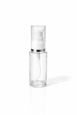 Load image into Gallery viewer, [ZMG182] Transparent Glass Bottle With Lotion Pump &amp; Silver Streak Overcap - 30ml
