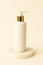 Load image into Gallery viewer,  HDPE White Cupbase Bottle With Gold White Dispenser Pump 
