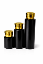 Load image into Gallery viewer, [ZMK69] Black Sleek Bottle With Disco Gold Fliptop Cap - 30ml , 50ml &amp; 100ml

