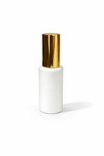 Load image into Gallery viewer, [ZMG194] White Flat  Glass Bottle With Long Gold Lotion Pump &amp; Gold Overcap - 30ml
