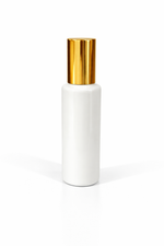 Load image into Gallery viewer, [ZMW125] White Sleek Pet Bottle With Full Gold Lotion Pump &amp; Gold Overcap - 50ml &amp; 100ml
