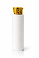 Load image into Gallery viewer, [ZMW126] White Sleek Bottle With Disco Gold Fliptop Cap - 30ml, 50ml &amp; 100ml
