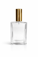 Load image into Gallery viewer, [ZMG185] Transparent Rectangular Glass Bottle With Long Gold Lotion Pump &amp; Gold Overcap - 50ml &amp;100ml
