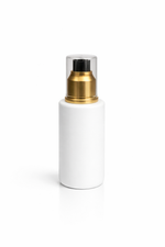 Load image into Gallery viewer, [ZMG179] White Glass Bottle With Full Gold &amp; Black Neck Lotion Pump - 30ml
