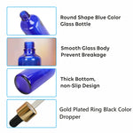 Load image into Gallery viewer, Blue Color Glass Bottle with golden plated dropper- 25ml,30ml [ZMG10]
