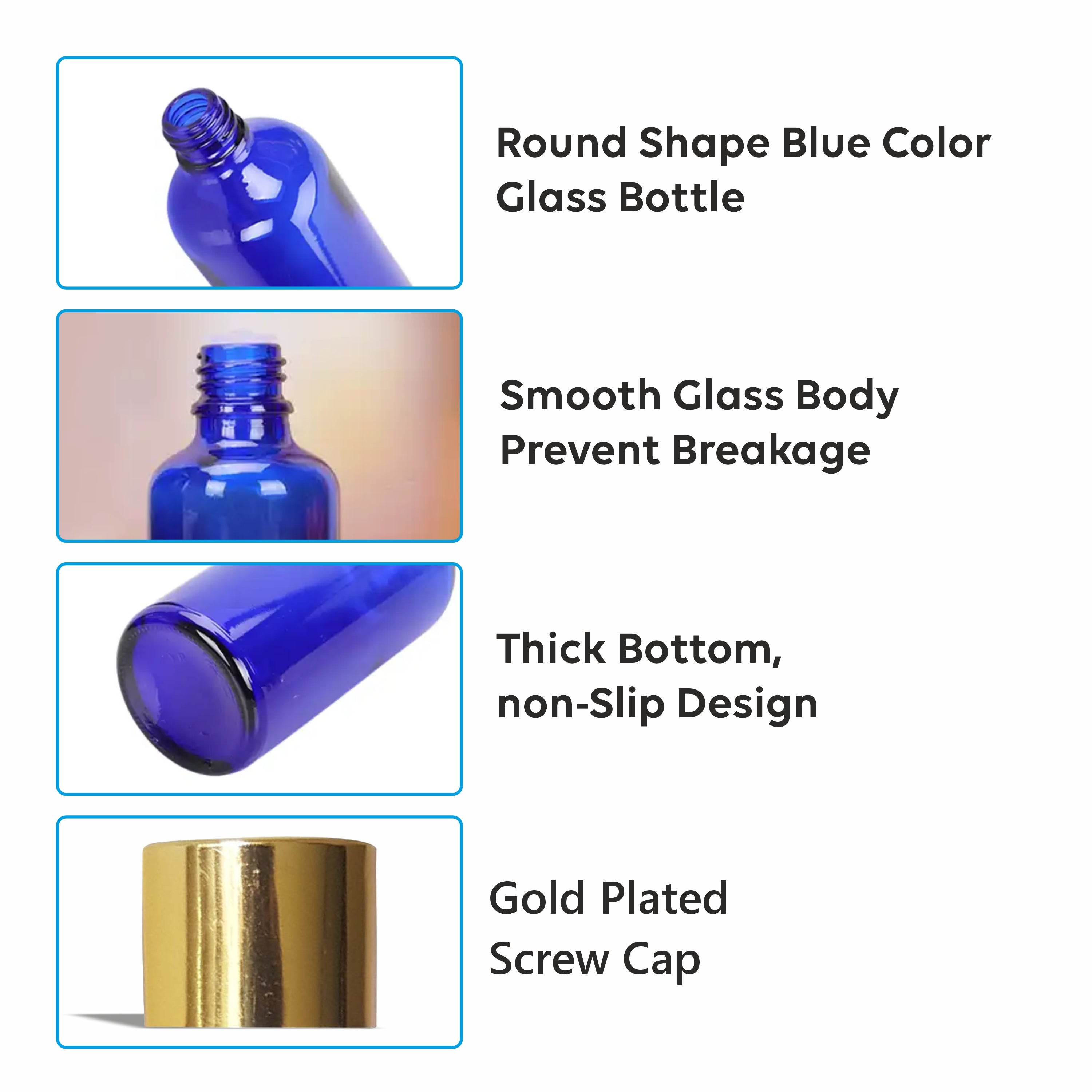 [ZMG11] Blue Bottle With Gold Screw Cap - 25ml & 30ml