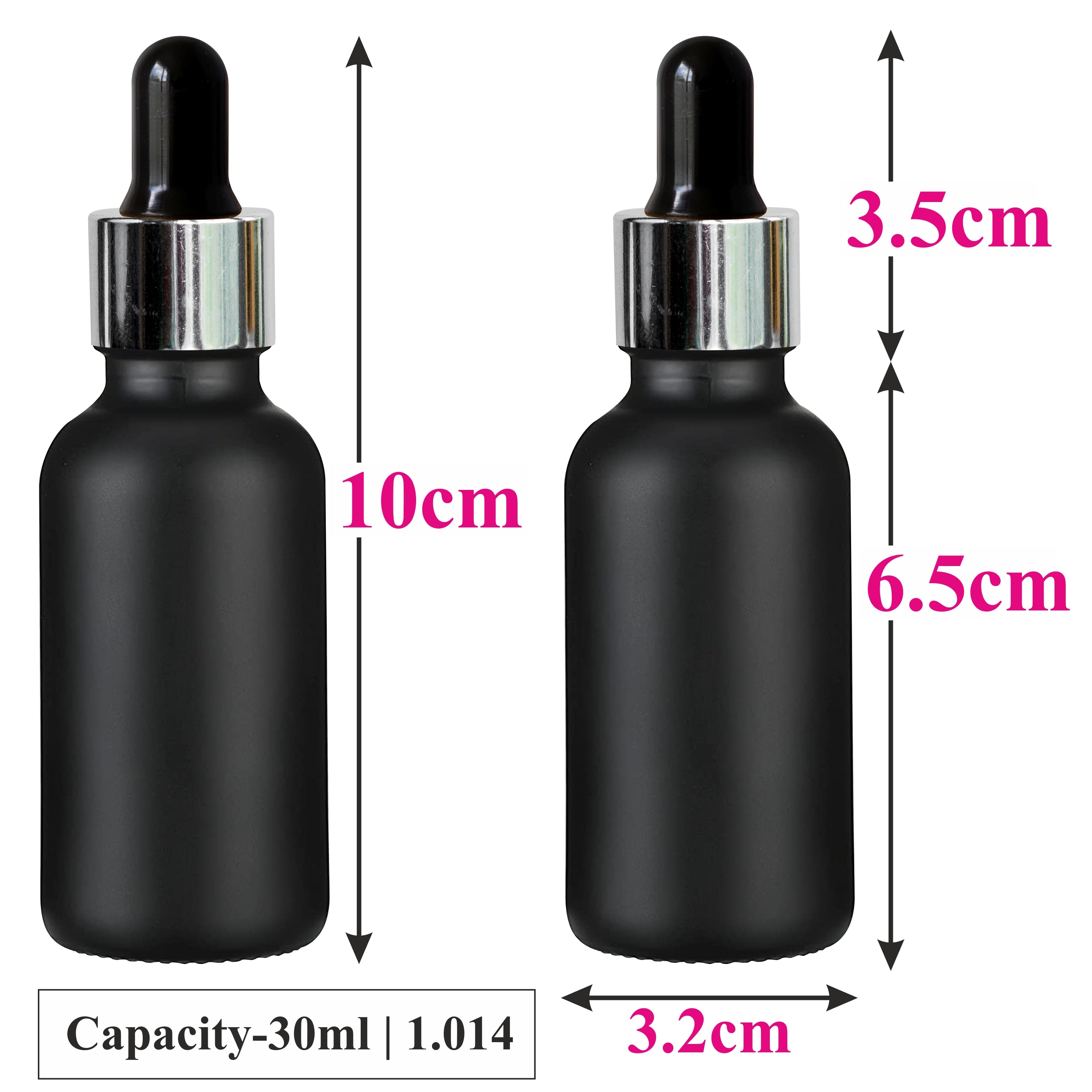 Black Color Bottle With Silver Plated Black Dropper- 25ml,30ml [ZMG04]